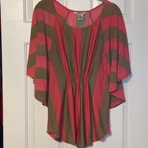 ⭐️BOGO⭐️ Pink & Tan Bold Stripe Flowy Top